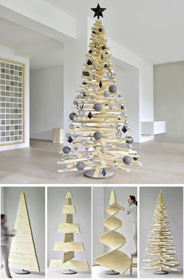 Wooden slats Christmas Tree #Christmas #trees #decorhomeideas