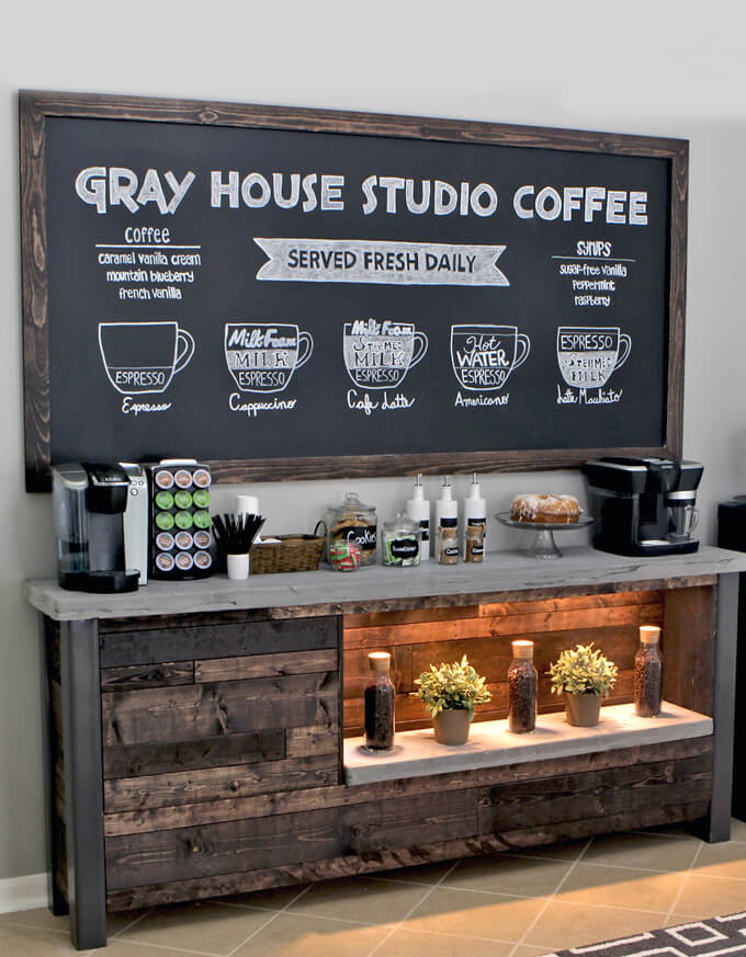 DIY Coffee Bar Chalkboard #coffeebar #coffeestation #decorhomeideas