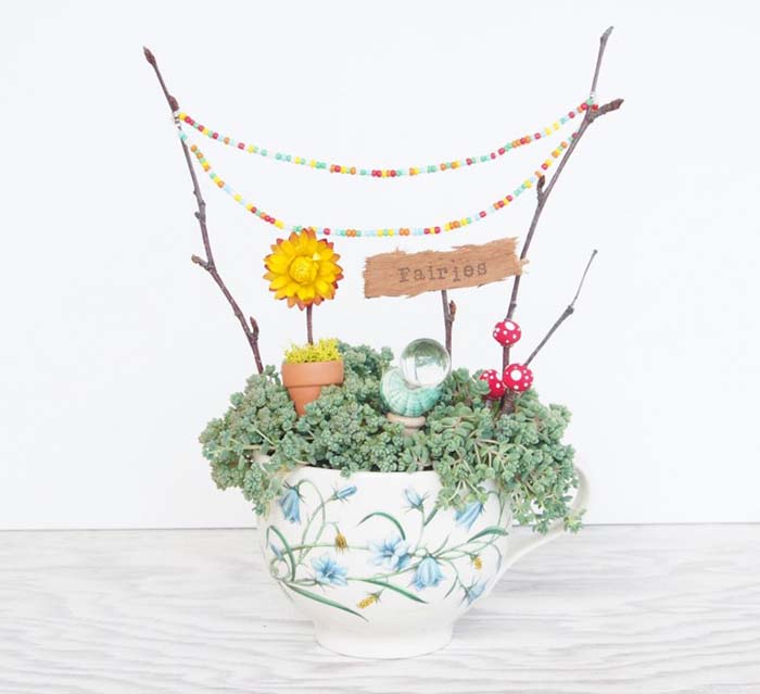 DIY Teacup Fairy Garden #fairygarden #diy #decorhomeideas