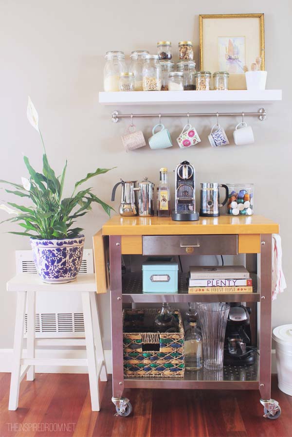 Easy Coffee Cart DIY Project #coffeebar #coffeestation #decorhomeideas