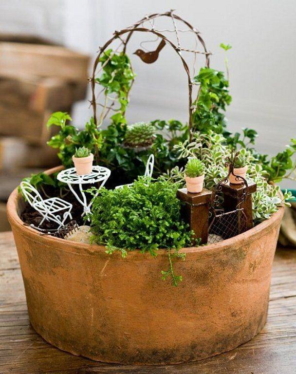 Fairy Garden With Trellis #fairygarden #diy #decorhomeideas