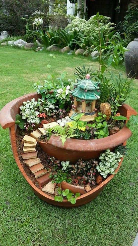 DIY Fairy Garden From Flower Pot #fairygarden #diy #decorhomeideas