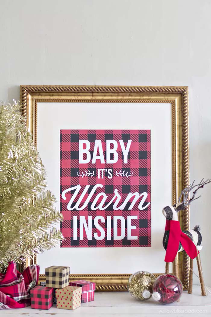 Free Printable Buffalo Check Baby Its Warm Inside #Christmas #buffalocheck #diy #decorhomeideas