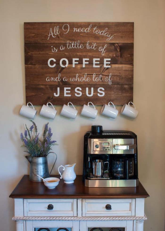 Inspirational Quote Coffee Station #coffeebar #coffeestation #decorhomeideas