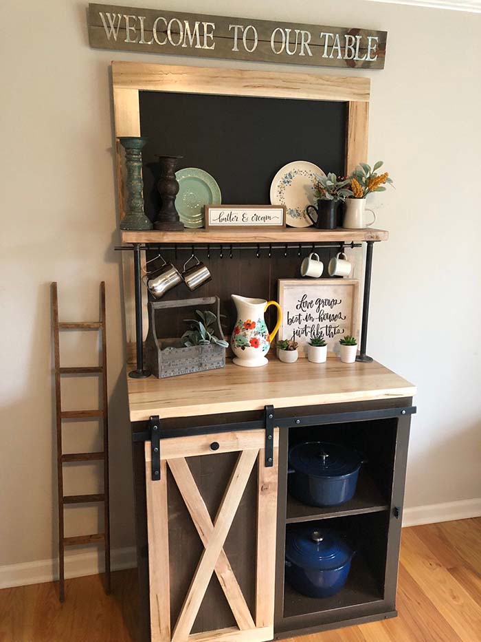 Mini Chalkboard Coffee Station #coffeebar #coffeestation #decorhomeideas