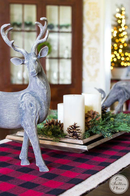 No Sew Buffalo Plaid Table Runner #Christmas #buffalocheck #diy #decorhomeideas