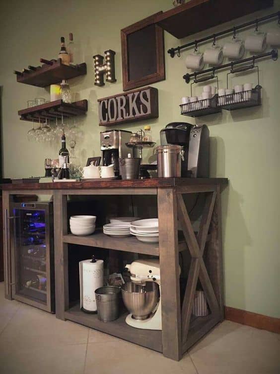 Reclaimed Wood Coffee Bar #coffeebar #coffeestation #decorhomeideas