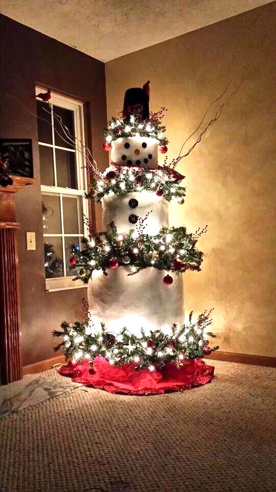 Snowman Christmas Tree #Christmas #trees #decorhomeideas