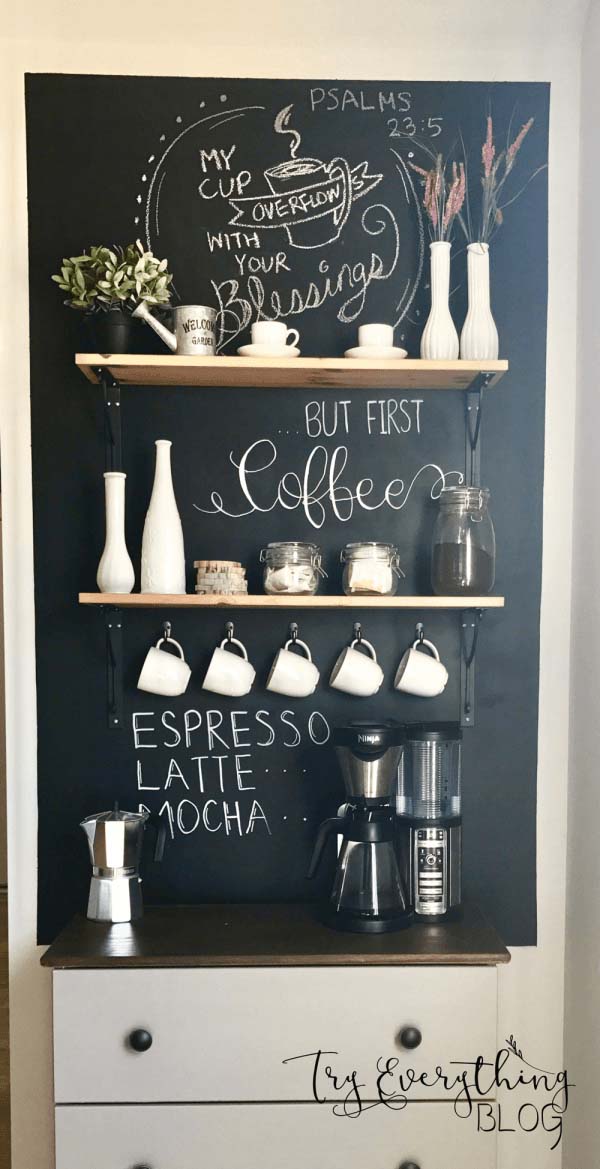 Transforming Corner Into Coffee Bar #coffeebar #coffeestation #decorhomeideas