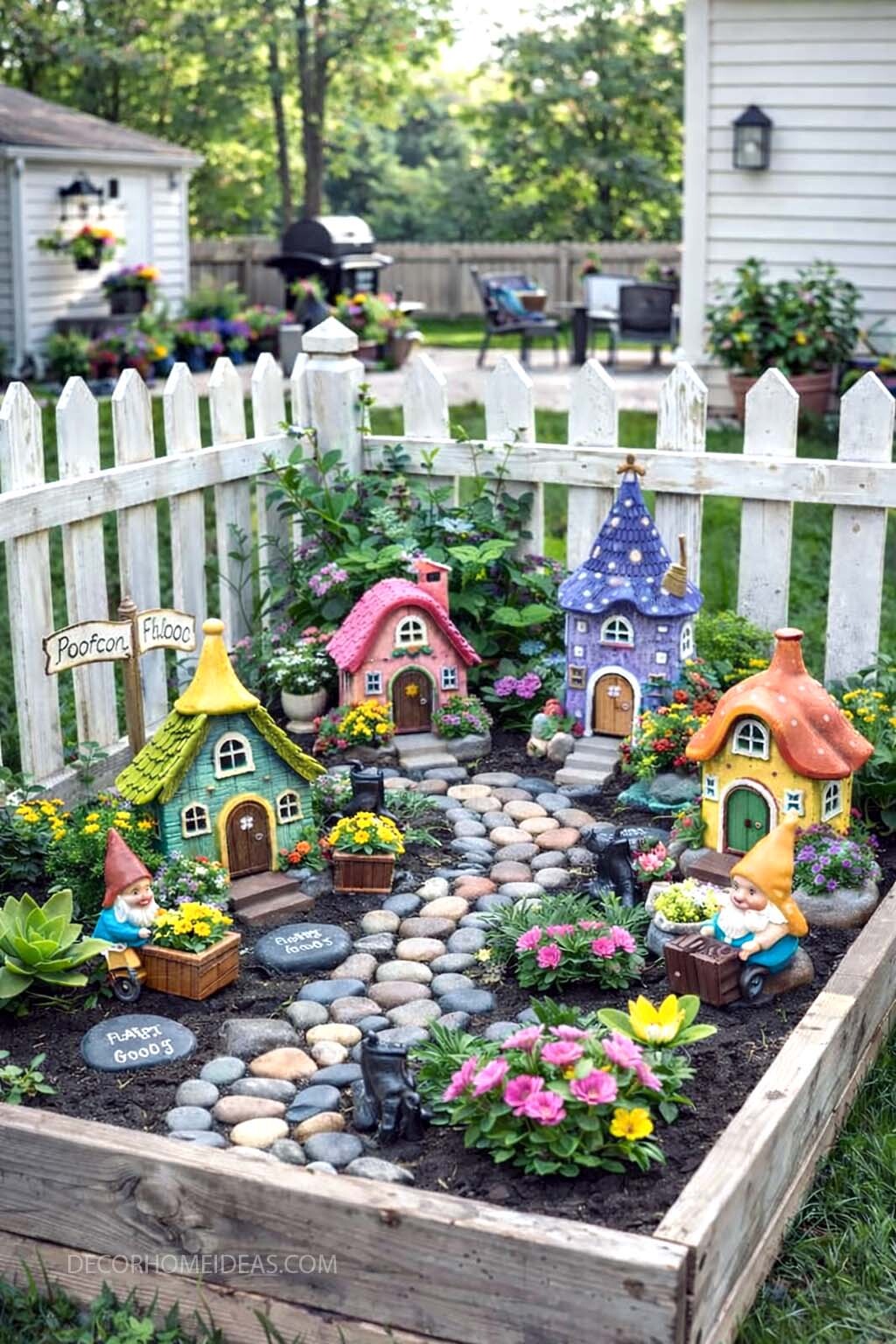 Whimsical Fairy Garden Village Ideas for a Raised Garden Bed