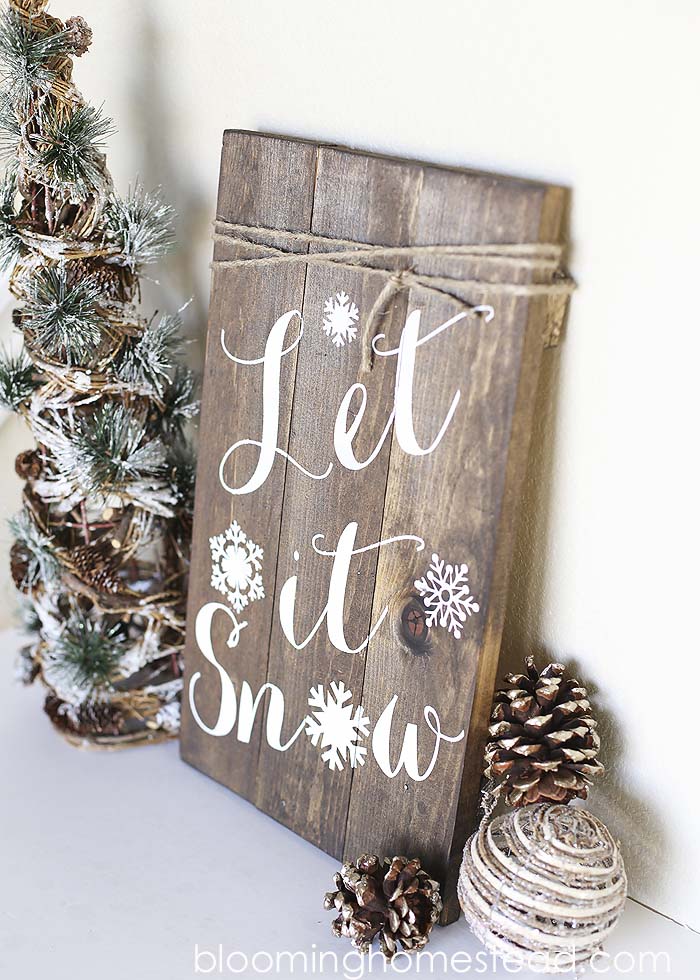 DIY Winter Woodland Sign #Christmas #rustic #diy #decorhomeideas 