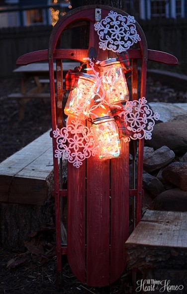 Mason Jar Light For Christmas #Christmas #rustic #diy #decorhomeideas 