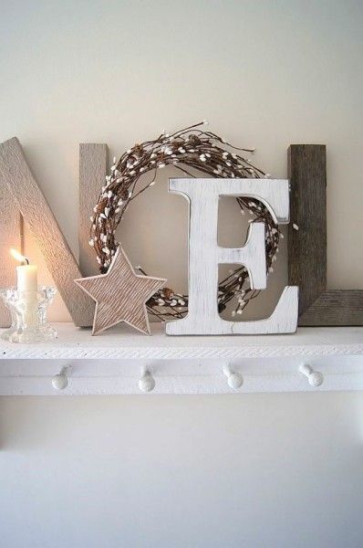 Noel Letters Mantel Christmas Decoration #Christmas #rustic #diy #decorhomeideas 