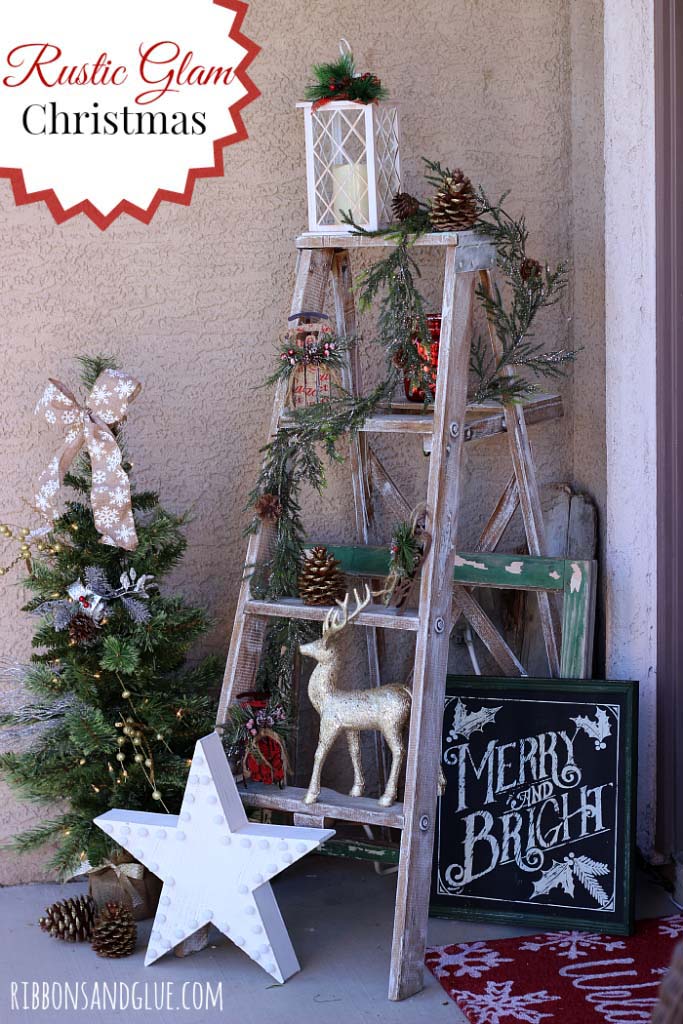 Rustic Front Porch Decor #Christmas #rustic #diy #decorhomeideas 