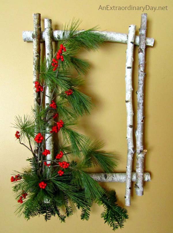 Birch Evergreen Wreath #Christmas #natural #decoration #decorhomeideas