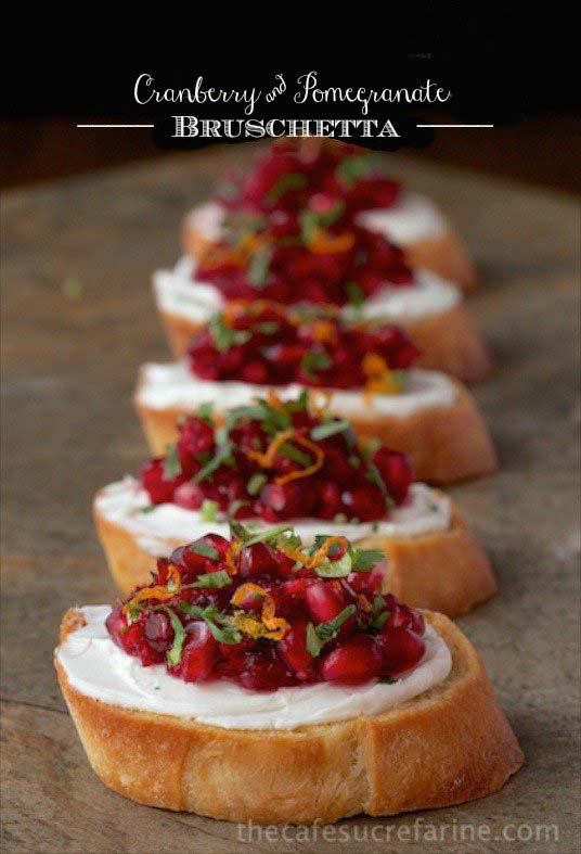 Cranberry and Pomegranate Bruschetta