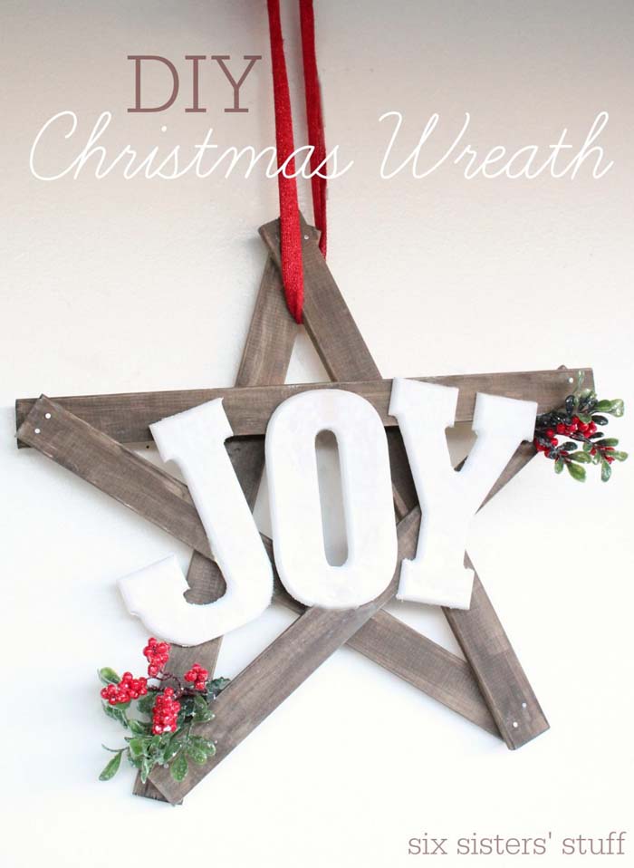 DIY Christmas Joy Wreath #Christmas #diy #wreath #decorhomeideas