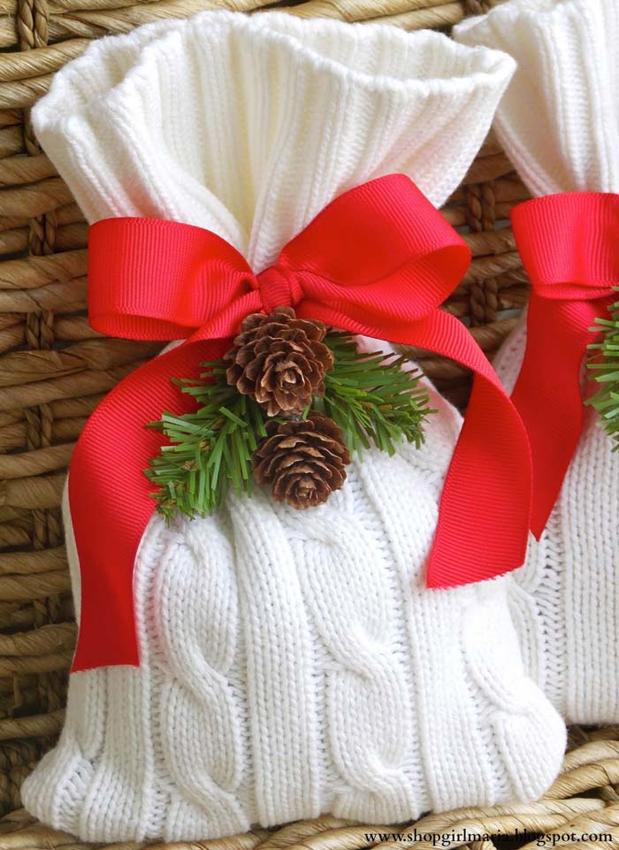 DIY Christmas Treat Bag #Christmas #diy #gift #wrapping #decorhomeideas