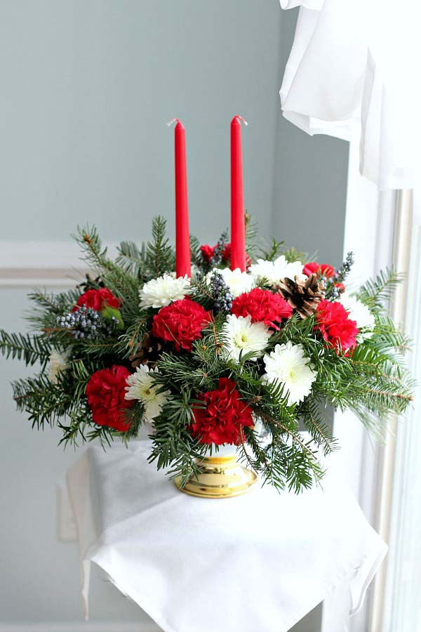 Floral Christmas Centerpiece #Christmas #natural #decoration #decorhomeideas