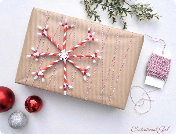 Paper Straw Snowflake #Christmas #diy #gift #wrapping #decorhomeideas