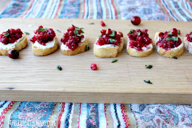 Pomegranate and Cranberry Bruschetta