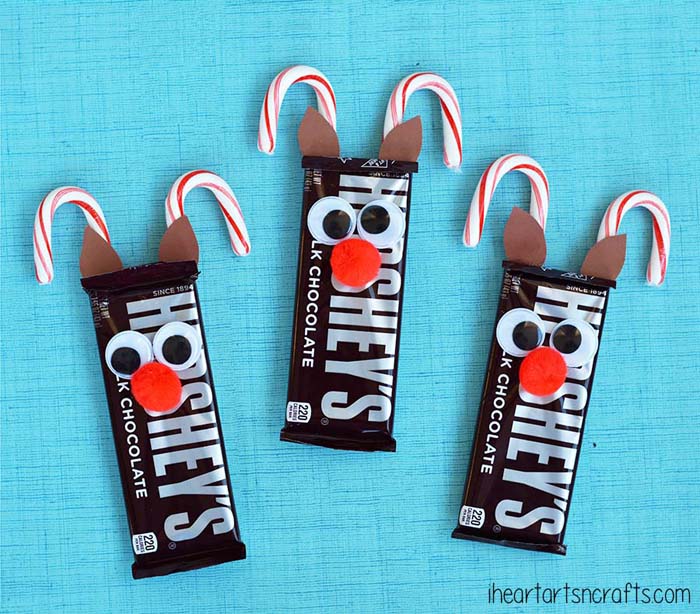 Rudolph Reindeer Candy Bars #Christmas #diy #stocking #stuffer #decorhomeideas