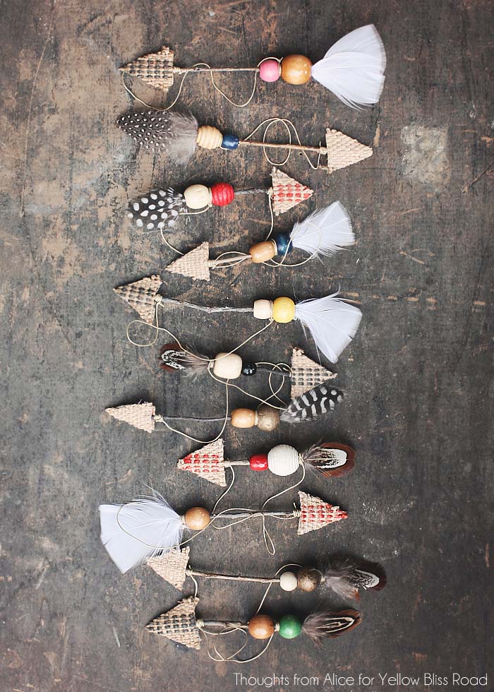 Rustic Twig Feather Arrow Ornaments