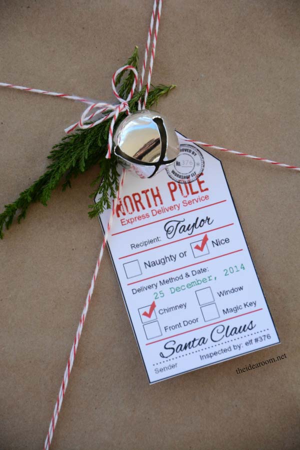 Santa Gift Tags Cover #Christmas #diy #gift #wrapping #decorhomeideas