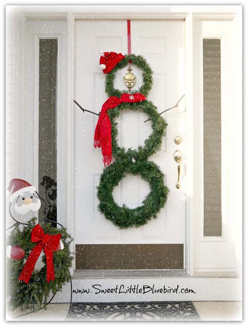 Snowman Wreath Door #Christmas #diy #wreath #decorhomeideas