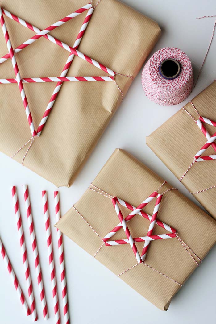 Star Straws #Christmas #diy #gift #wrapping #decorhomeideas