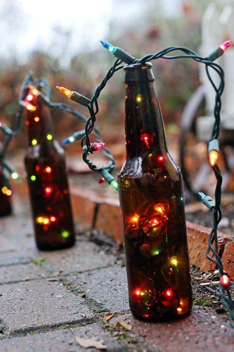 Beer Bottle Christmas Lights #Christmas #diy #lights #decorhomeideas