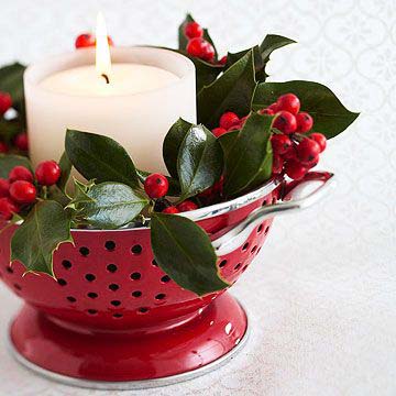 Christmas Colander Centerpiece #Christmas #kitchen #decoration #decorhomeideas