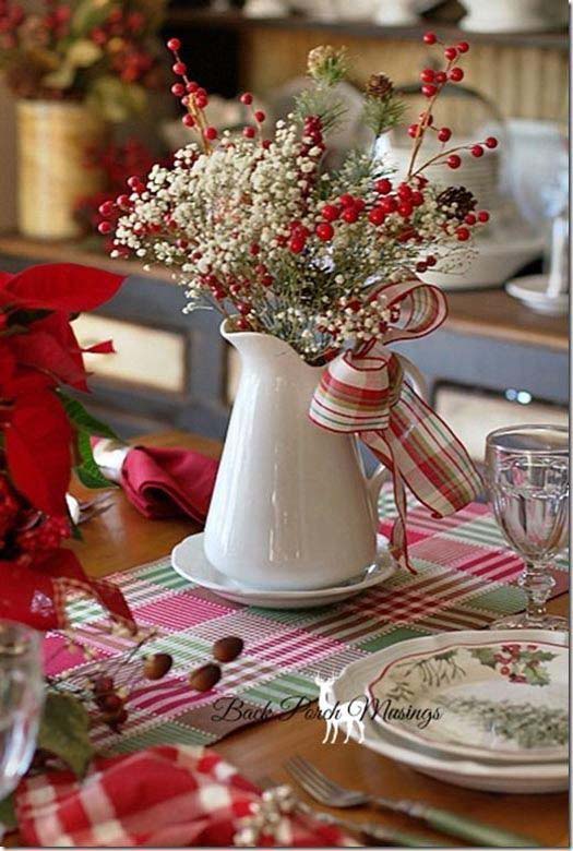 Farmhouse Pitcher Centerpiece #Christmas #kitchen #decoration #decorhomeideas