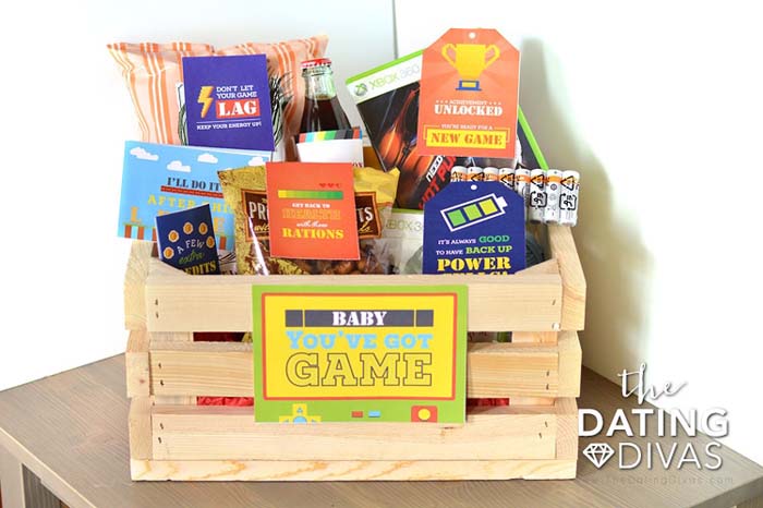 Gamer Gift Basket for Hubby #Christmas #diy #basket #gift #decorhomeideas