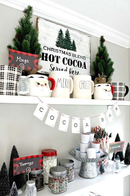 Hot Cocoa Bar #Christmas #kitchen #decoration #decorhomeideas
