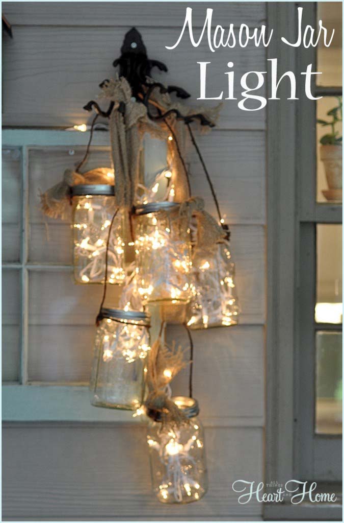 Mason Jar Light DIY #Christmas #diy #lights #decorhomeideas