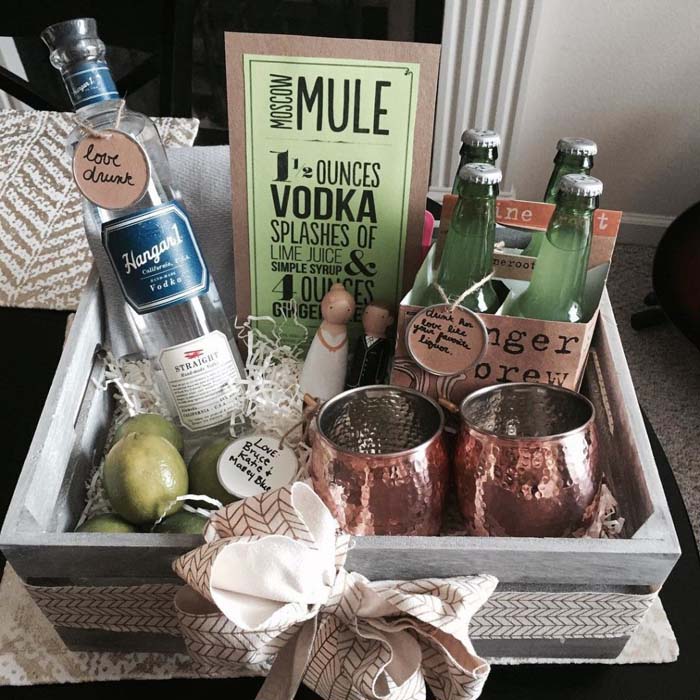 Moscow Mule Gift Basket #Christmas #diy #basket #gift #decorhomeideas