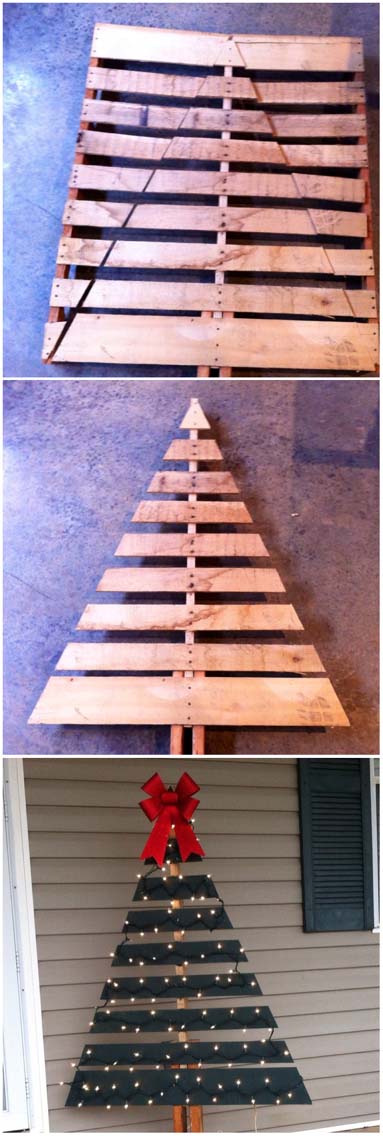 Pallet Christmas Tree #Christmas #diy #lights #decorhomeideas