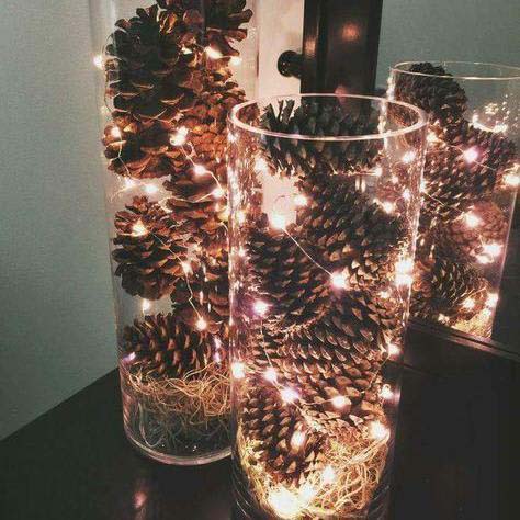 Pinecone Vases #Christmas #diy #lights #decorhomeideas