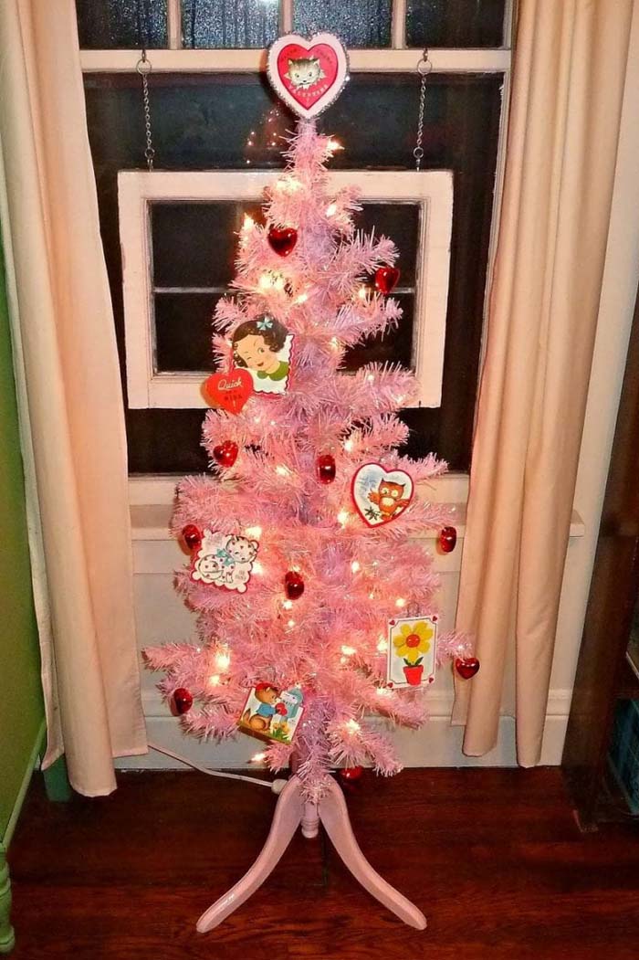 All Pink Valentine Tree #valentine #tree #diy #decorhomeideas