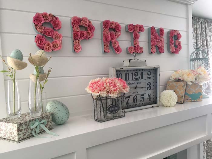 Blooming Flowers Mantle #valentine #dollarstore #diy #decor #decorhomeideas