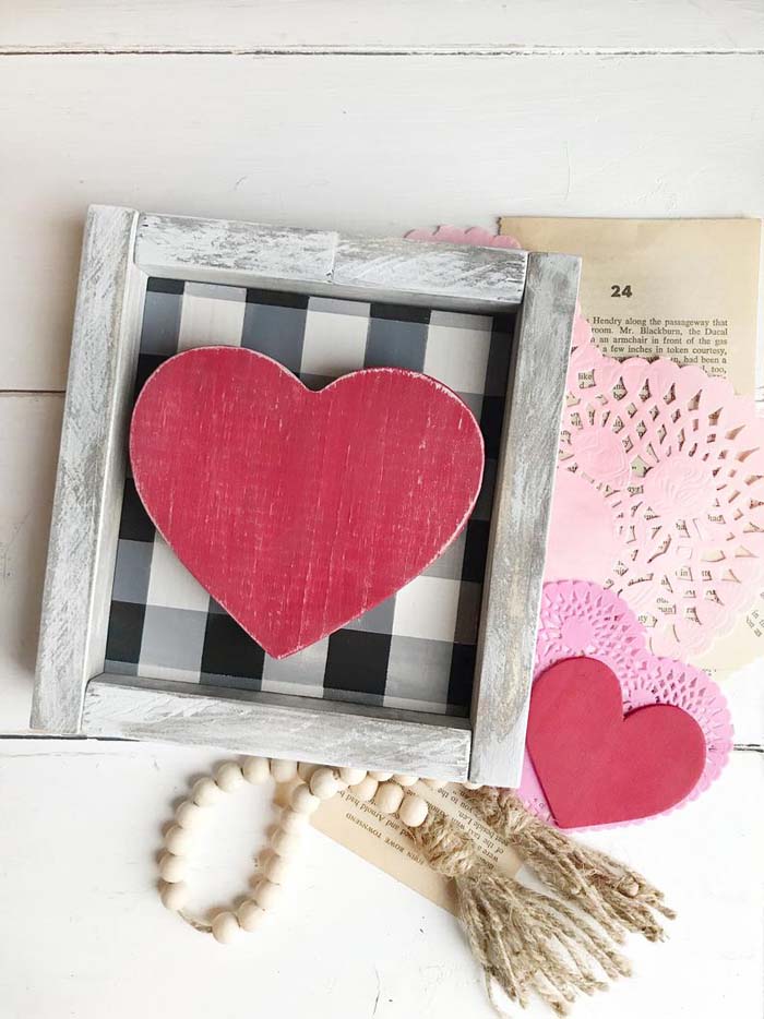 Buffalo Check Valentines Day Mini Sign #valentine #dollarstore #diy #decor #decorhomeideas