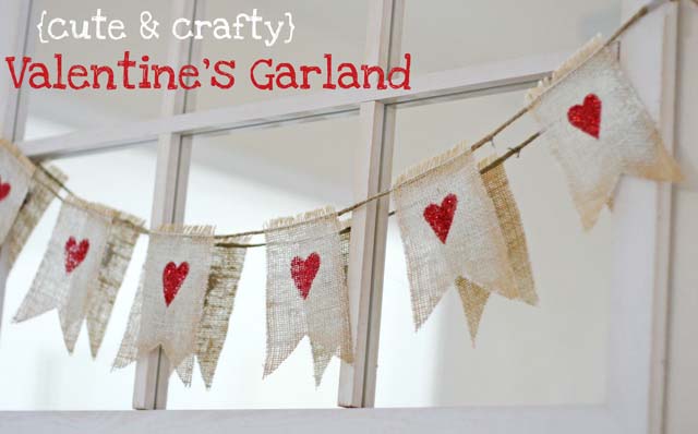 Burlap Valentine’s Day Garland #valentine #dollarstore #diy #decor #decorhomeideas