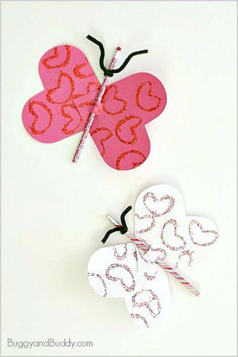 Butterfly Pencil Valentines #valentine #crafts #kids #decorhomeideas