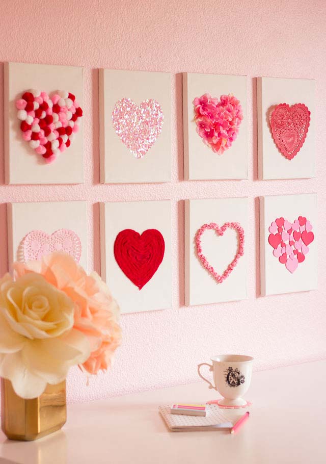 Canvas Heart Art #valentine #dollarstore #diy #decor #decorhomeideas