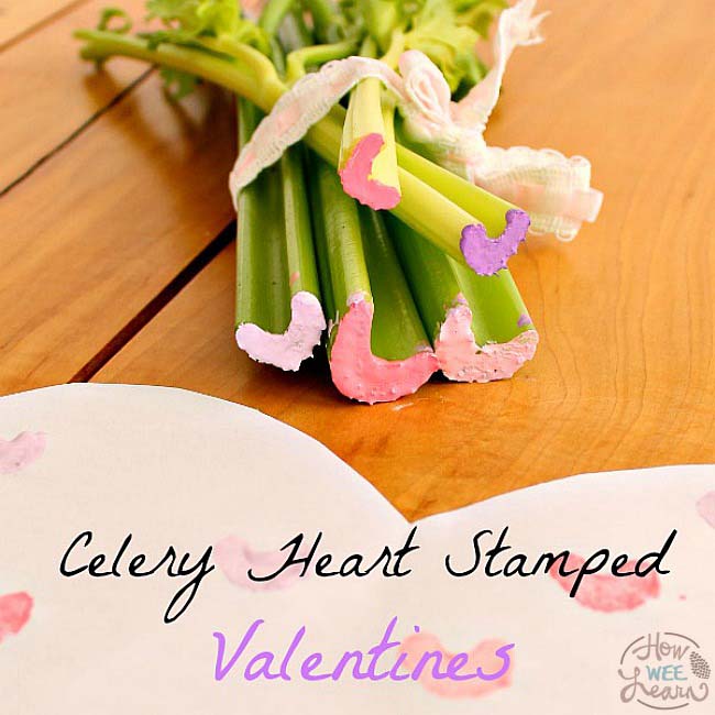 Celery Heart Stamped Valentines #valentine #crafts #kids #decorhomeideas