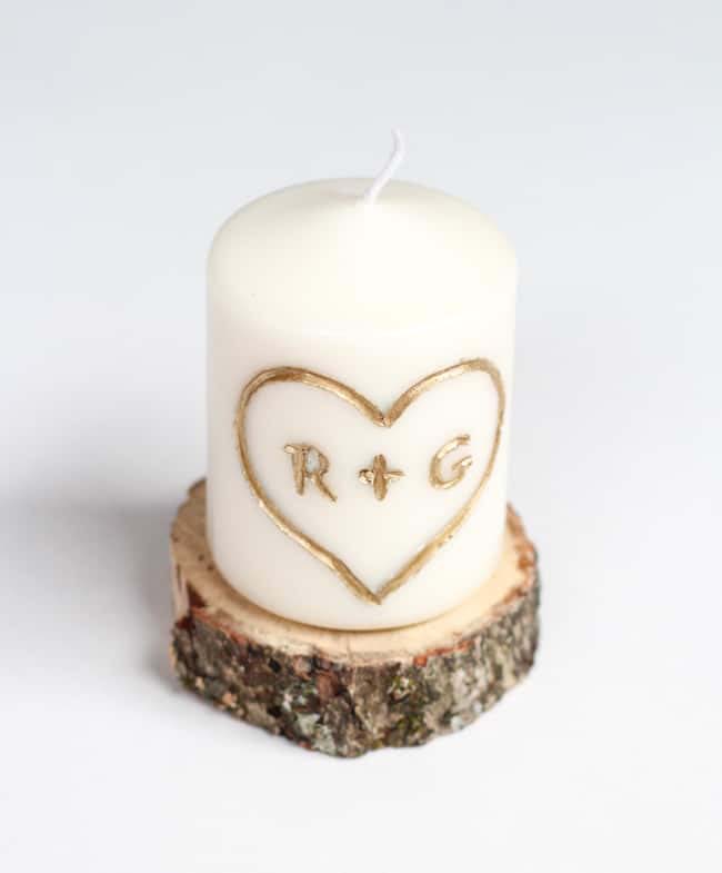 DIY Candle Carved with Initials #valentinesday #gifts #diy #decorhomeideas