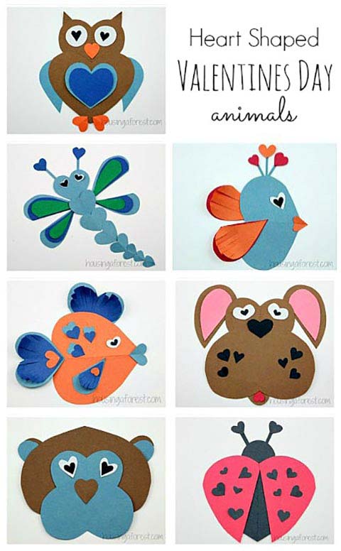 Heart Shaped Animals Valentine Craft Ideas #valentine #crafts #kids #decorhomeideas