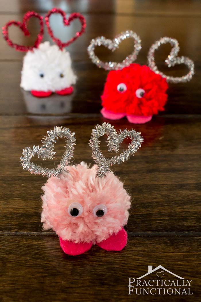 How To Make Valentines Day Pom Pom Monsters #valentine #crafts #kids #decorhomeideas