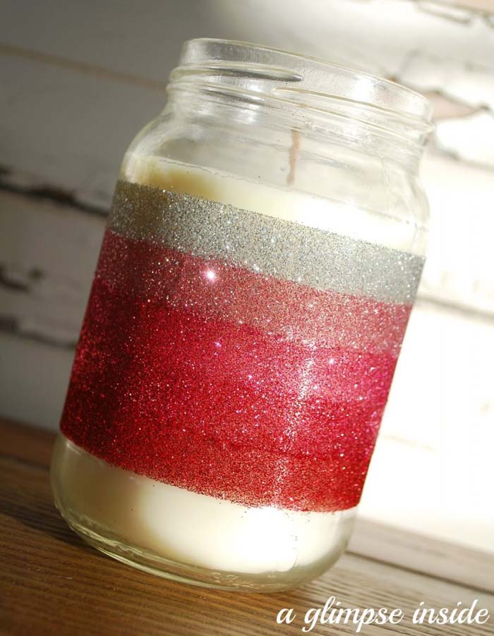 Ombre Glittered Candle #valentinesday #crafts #jars #gifts #decorhomeideas